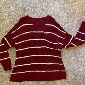 American Eagle burgundy striped sweater